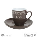 Glaseado de color con pantalla de seda Love 7oz Cup &amp; Saucer